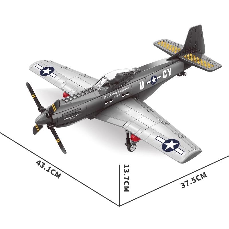 Non-Toxic Ww2 Military M1128 Mobile Gun Tank Building Blocks P-51 Fighter Bricks Puzzle Toys Soldier Armored Car Model Adult Children Gift