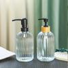 Luxurious Vertical Stripe Glass Pump Bottle for Soap, Lotion, or Shampoo