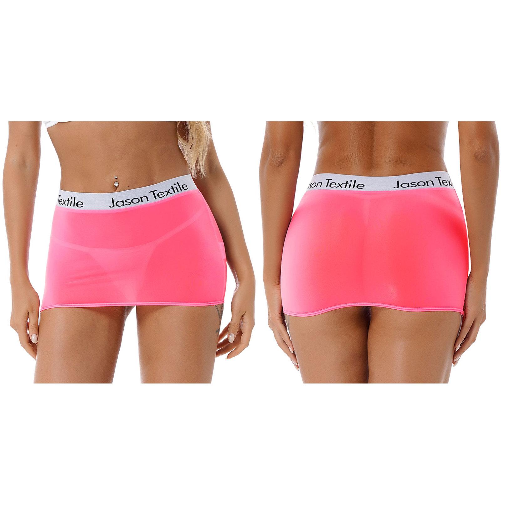 

Жіноча напівпрозора еластична облягаюча міні-спідниця Одяг для нічного клубу Короткі спідниці One Size рожевий