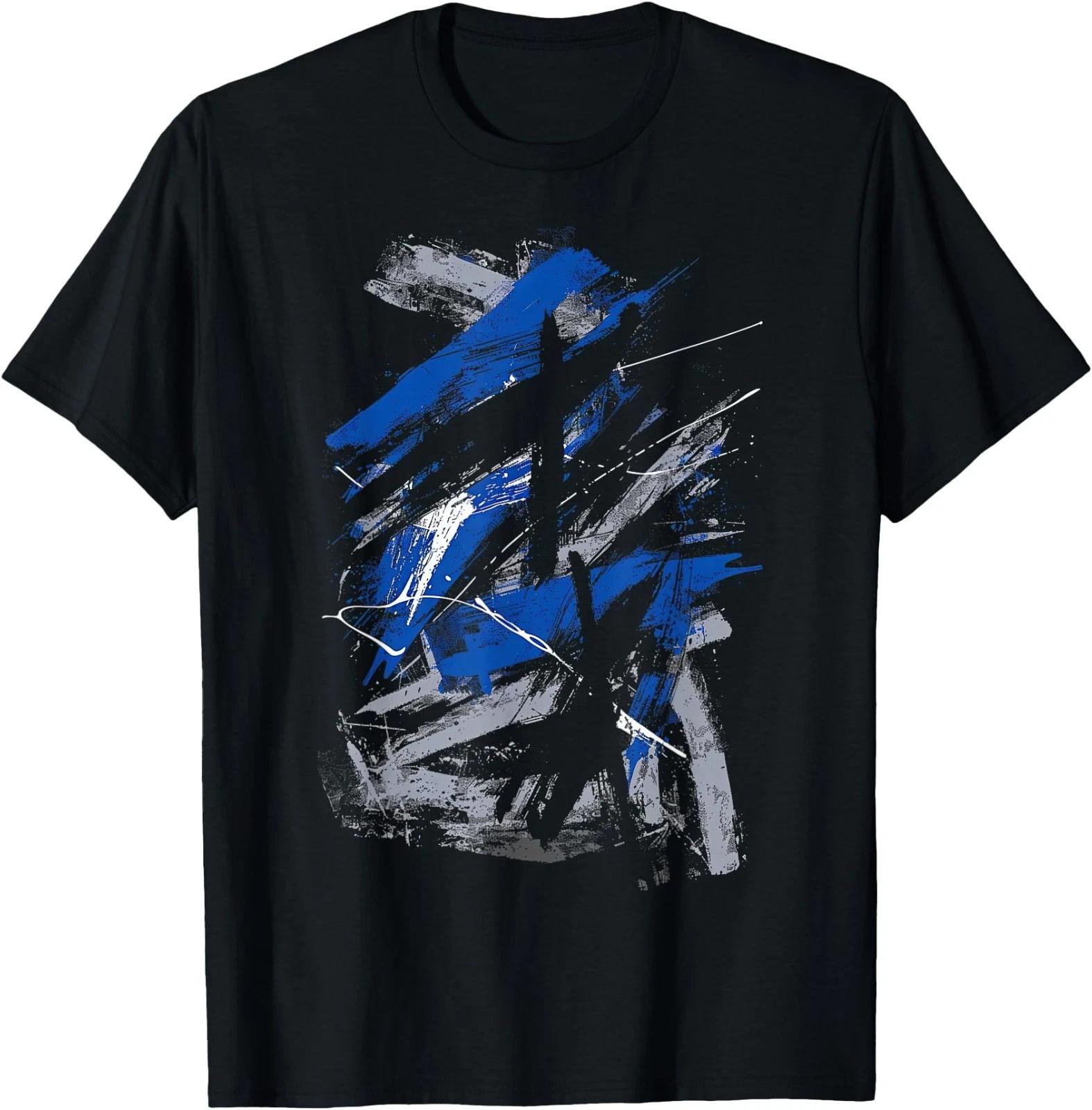 Blue and Black Urban Art Graphic T-Shirt S