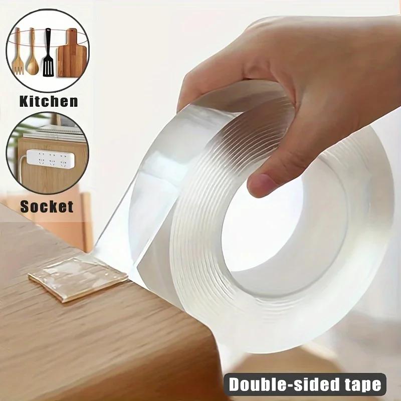 

Double Face Transparent Double Sided Tape Super Strong Sided Reusable Waterproof Tapes Heat Resistance Bathroom Home Decoration nami-3&3.28 feet(1 m)&1mm