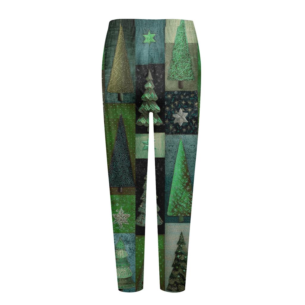 Women's Christmas Print Slim Fit Elastic Yoga Casual Pants