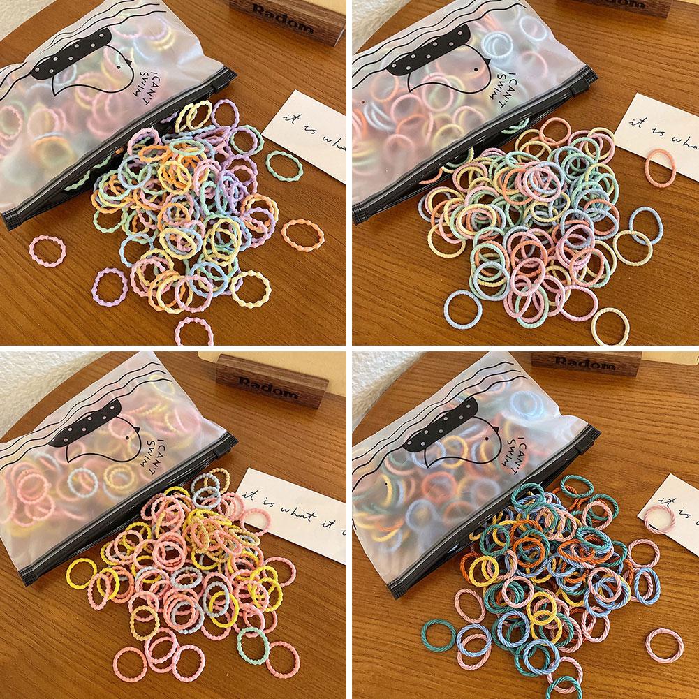 100Pcs/Lot Cute Girls Hair Accessories Rubber Hair Bands Fashion Colorful Elastic Hair Ties Rubber Bands Daily Festival Gifts