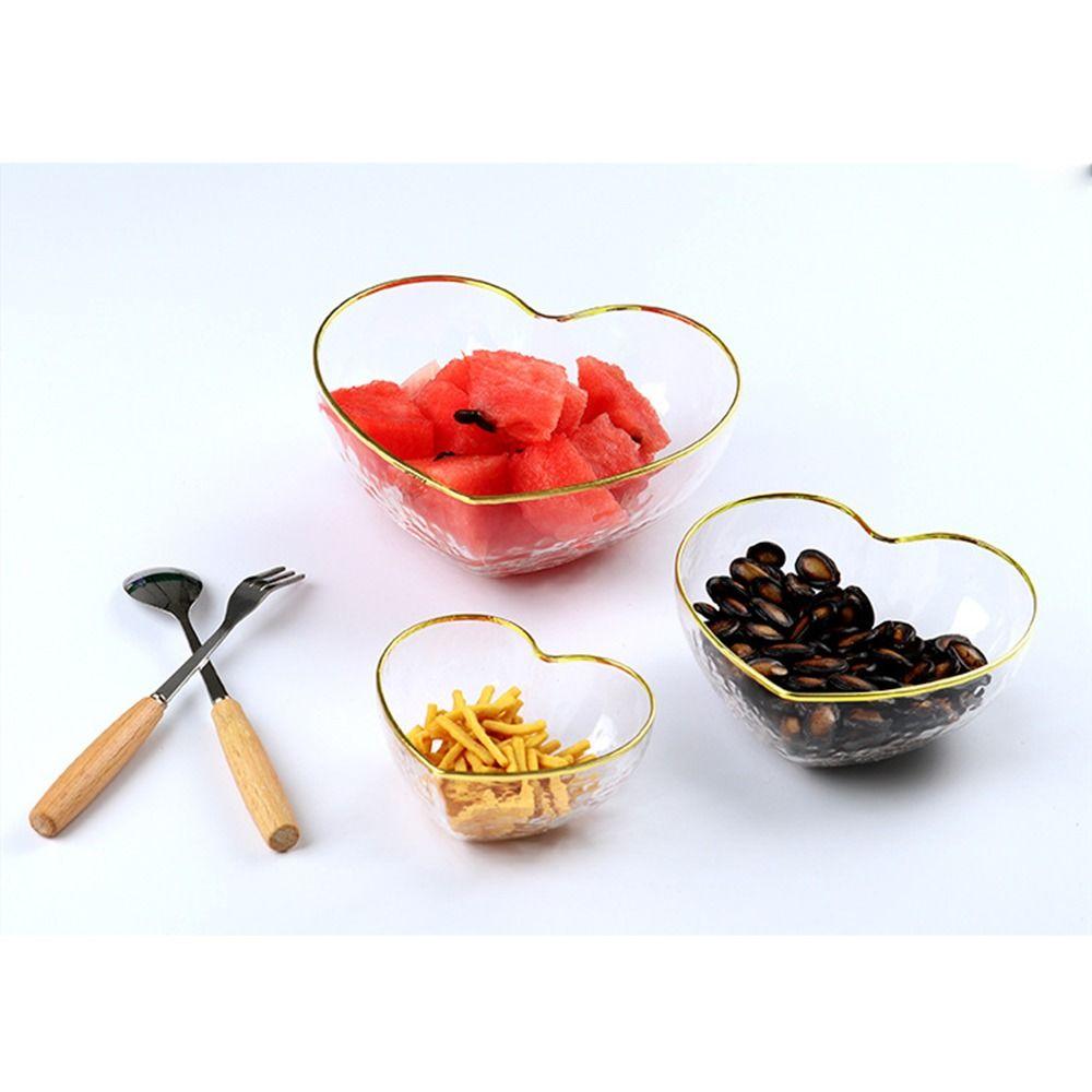 Heart Shaped Glass Heart Bowl Irregular Candy Trays Modern Clear Serving Dish  Fruits Salad
