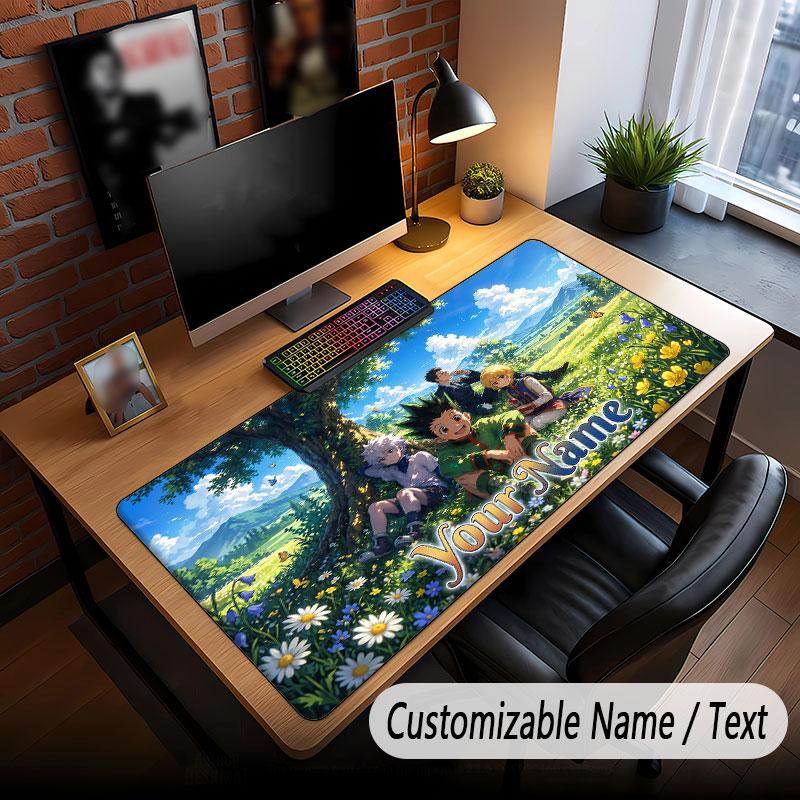 Custom Name Extended Mouse Pad,Hunter × Hunter Gaming Desk Mat For Home Office Desktop Decor