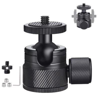 ARTCISE 20mm Ball Low Center of with Male To Male Camera Screw Double Head CNC Machined Panoramic Ball Maximum Weight Capacity 3kg Head, Gravity, 1/4"