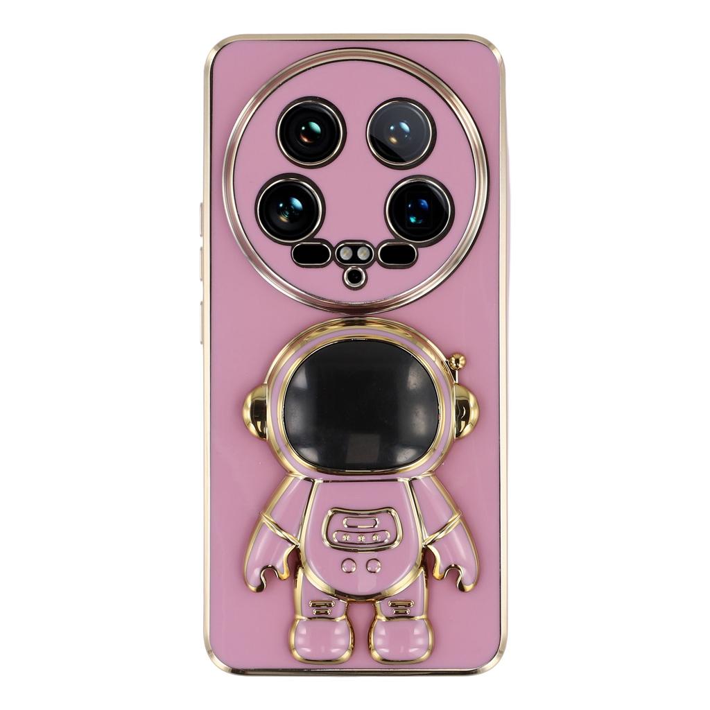 For Xiaomi 14 Ultra Case Electroplating Soft TPU Phone Cover with Astronaut Hidden Kickstand