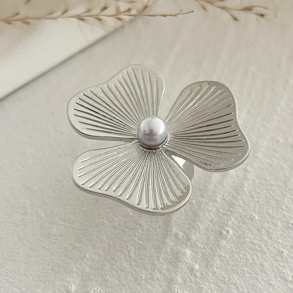 DIEZI Vintage Flower Geometric Knuckle Rings For Women Punk Vintage Fashion Gold Silver Color Imitation Pearl Joint Ring Jewelry