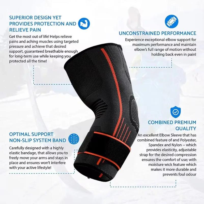 Elbow Compression Sleeve Support Brace for Arthritis Pain Relief Stretch Arm Warmers Guard Pads for Men Women