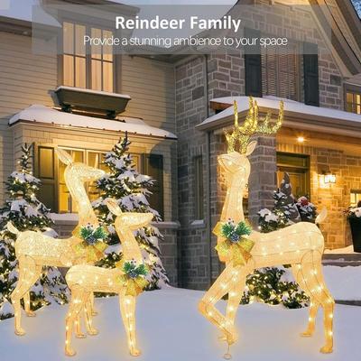Christmas Reindeer Lights Seasonal Lighted Garden Patio Acrylic Stake Decoration Outdoor Waterproof Stake Lights Garden Walkway