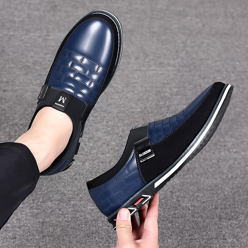 Casual Men Shoes Classic Office Men Work Shoes Business Slip-On Sewing Leather Shoes for Stylish Soft-soled Men Dress Shoes