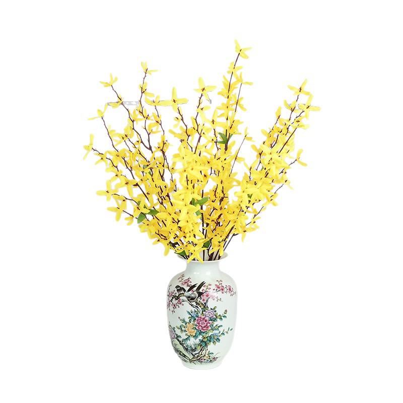 Artificial Yellow Winter Jasmine Bouquet, 7-Fork for Mall Decor & Spring Gardens