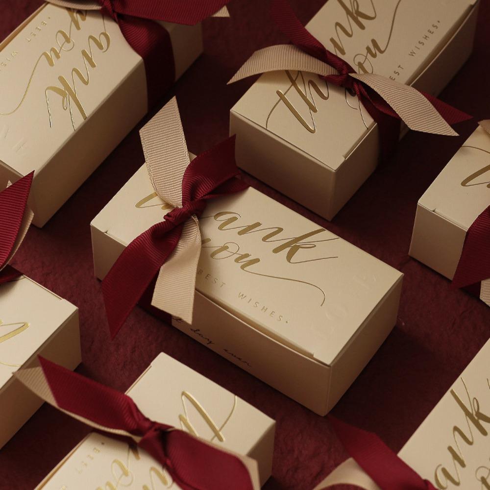 30pcs Wedding Party Favor Boxes Gift Box Treat Boxes with Ribbon Kraft Paper Thank You Box Gift Boxes for Wedding Bridal Shower Birthday Festivals
