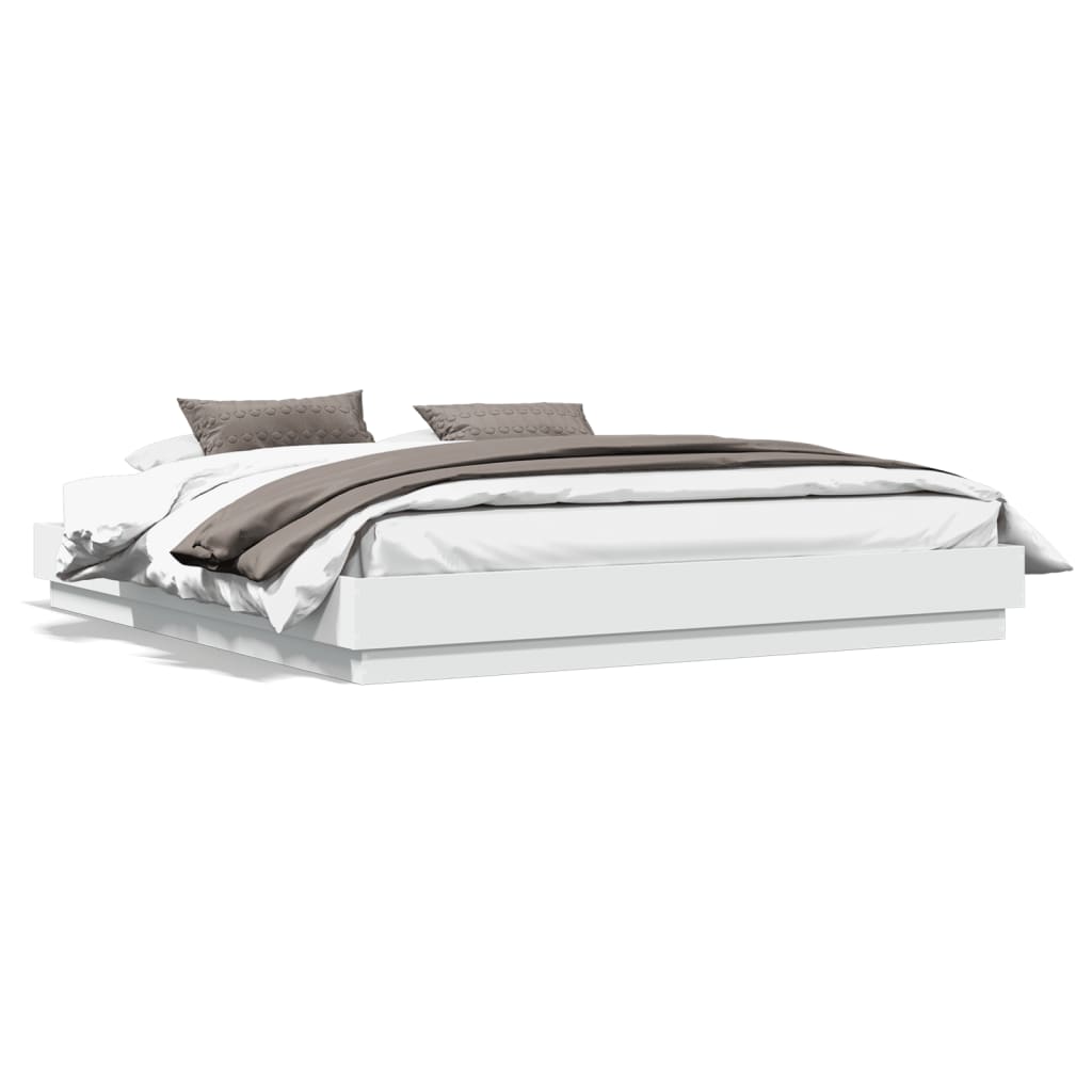 LED White Bed Frame 180x200 cm
