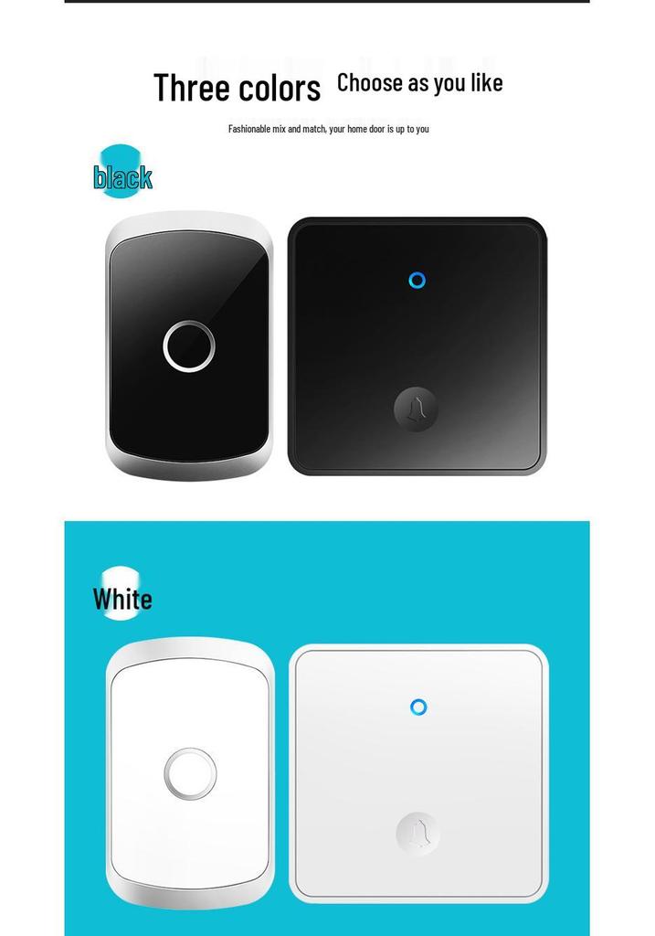 Wireless Self-Powered Doorbell: Long-Range, Waterproof, Large Panel, Elderly Call Button, Universal Fit