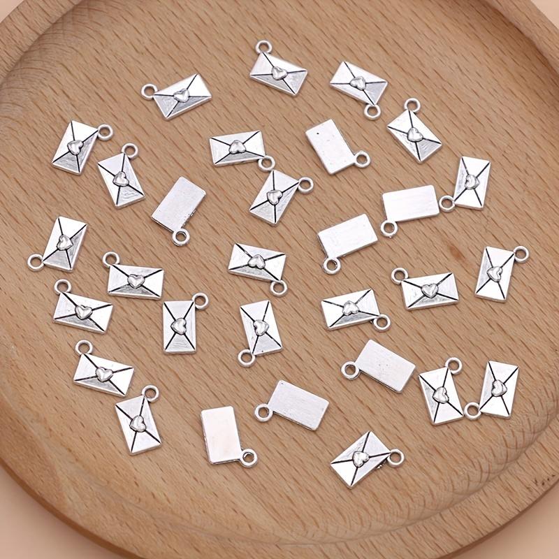 30 pieces of zinc alloy silver envelope ornaments, DIY jewelry pendant for handmade necklaces and earring accessories