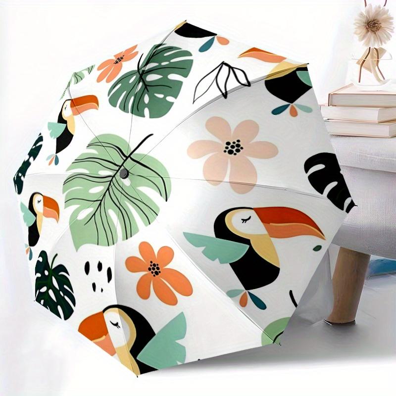 1pc Tropical Birds Automatic Open/close, All-Season Portable Folding Umbrella, Travel, Everyday, Formal Events116