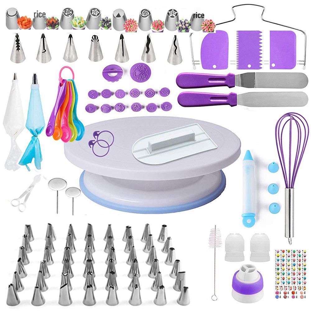 Nordic Baking Set: 137-Piece Home Cake Tools with Piping Bags, Stainless Steel Tips, and Turntable