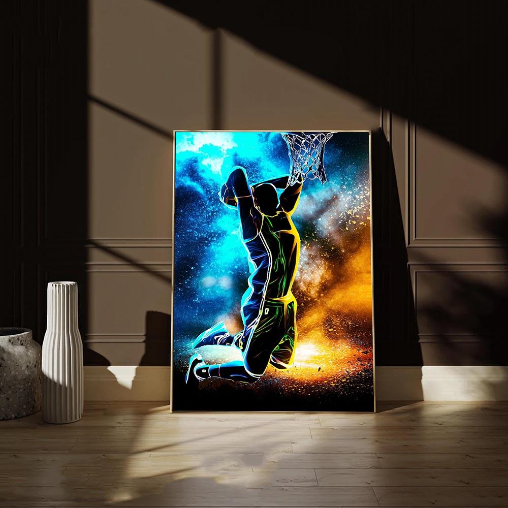 

Холст с картиной баскетболиста, настенное искусство, декор для спорта, принт для детской, общежития, комнаты команды, баскетбольный постер без рамы 21cm×30cm NoFrame