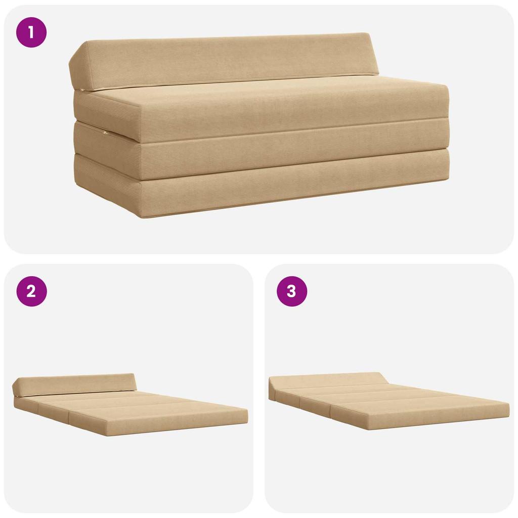 Folding Sofa Bed Green and Gray 120 X 60 X 49 Cm Fabric