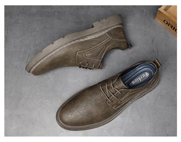 Herren-Arbeitsstiefel mit runder Spitze aus Leder - Outdoor-Halbschuhe zum Wandern & Freizeit für Frühling & Herbst