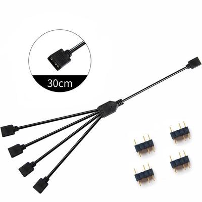 12V RGB 4-pin To 5 Extension & 5V ARGB 3-pin To 3 Splitter Cable for Computer Motherboard Sync
