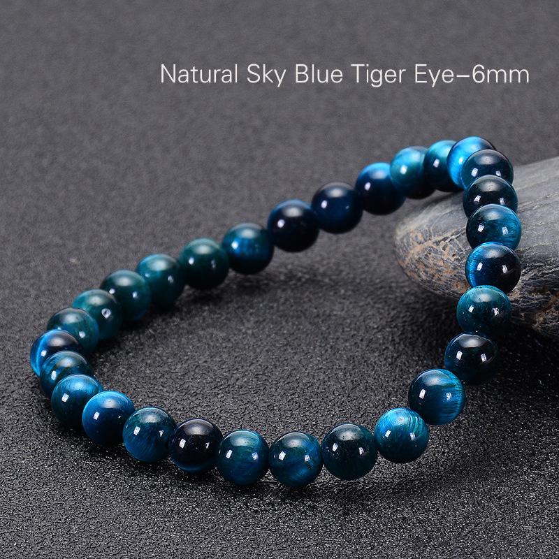 JYL TS Bracelet Double Layer Eye  Woven Design Enhances Strength & Charm 6MM-blue tiger eye