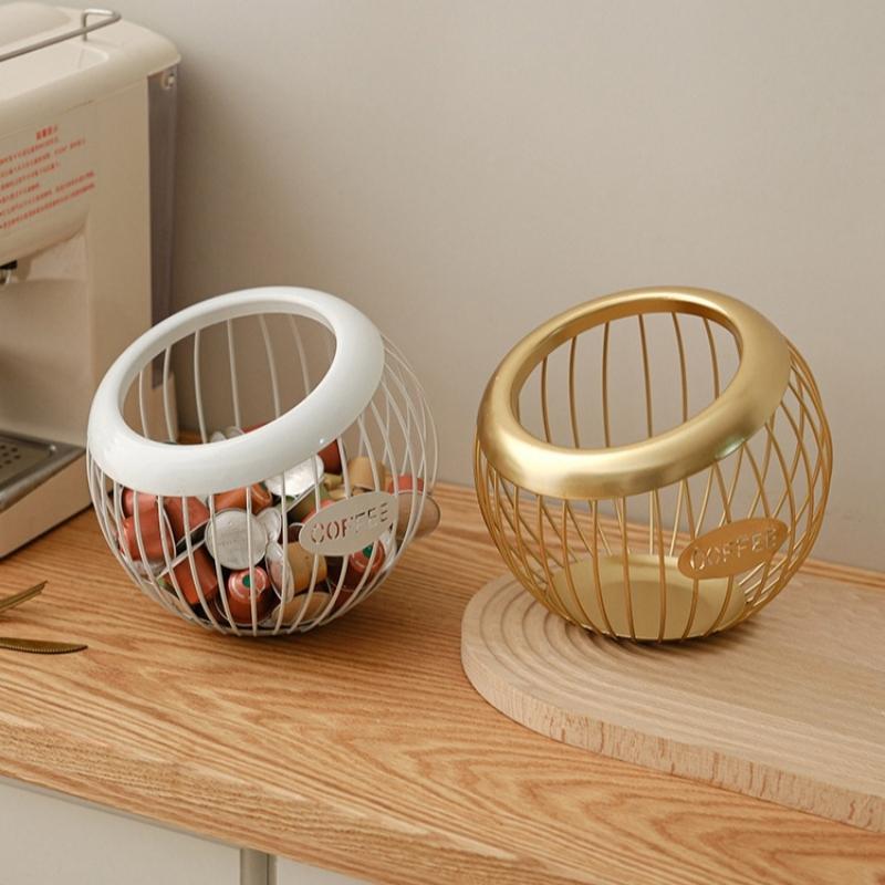 Kreativer Obstkorb Eisen Kaffeekapsel-Organizer Blau Snack Trockenfrüchte Aufbewahrung Diagonalkorb Haushaltswaren