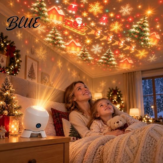 Holiday Party Projection Lamp Christmas Projector Light Santa Sleigh Night 360 Light Degree Rotating for Bedroom Indoor Decor Decorative