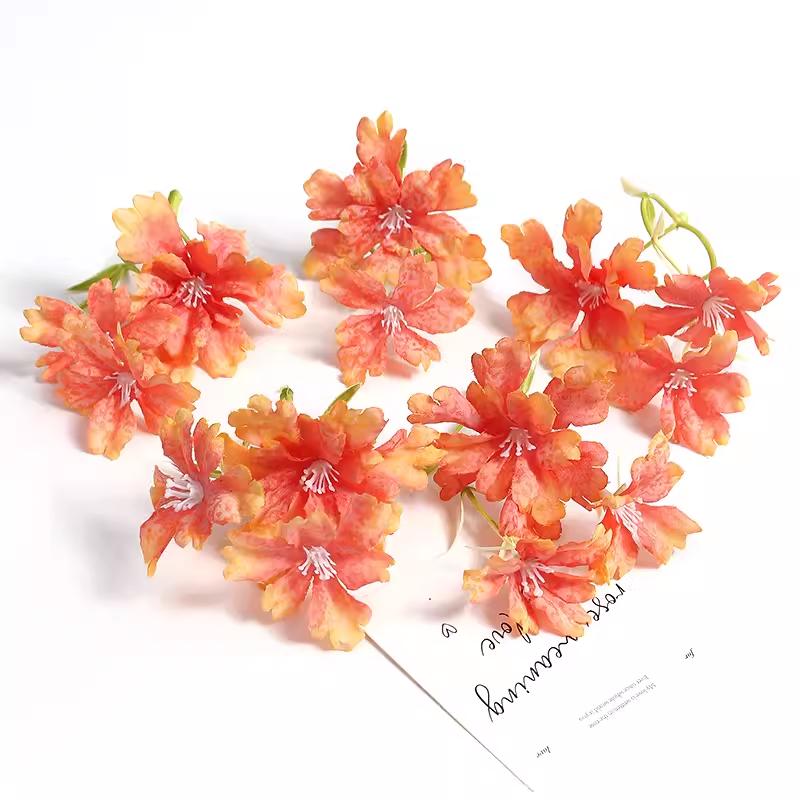 Orange Series Silk Artificial Flowers for DIY Headdress, Clothing Accessories, and Decorative Straw Hat Embellishments.