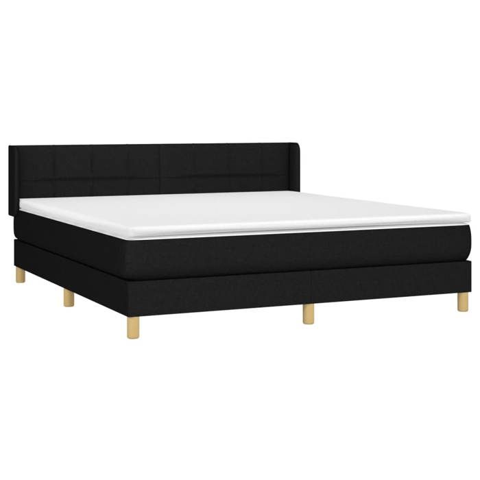 3130283 vidaXL Divan-lit À Sommier Tapissier Avec Matelas Noir 160x200 Cm Tissu