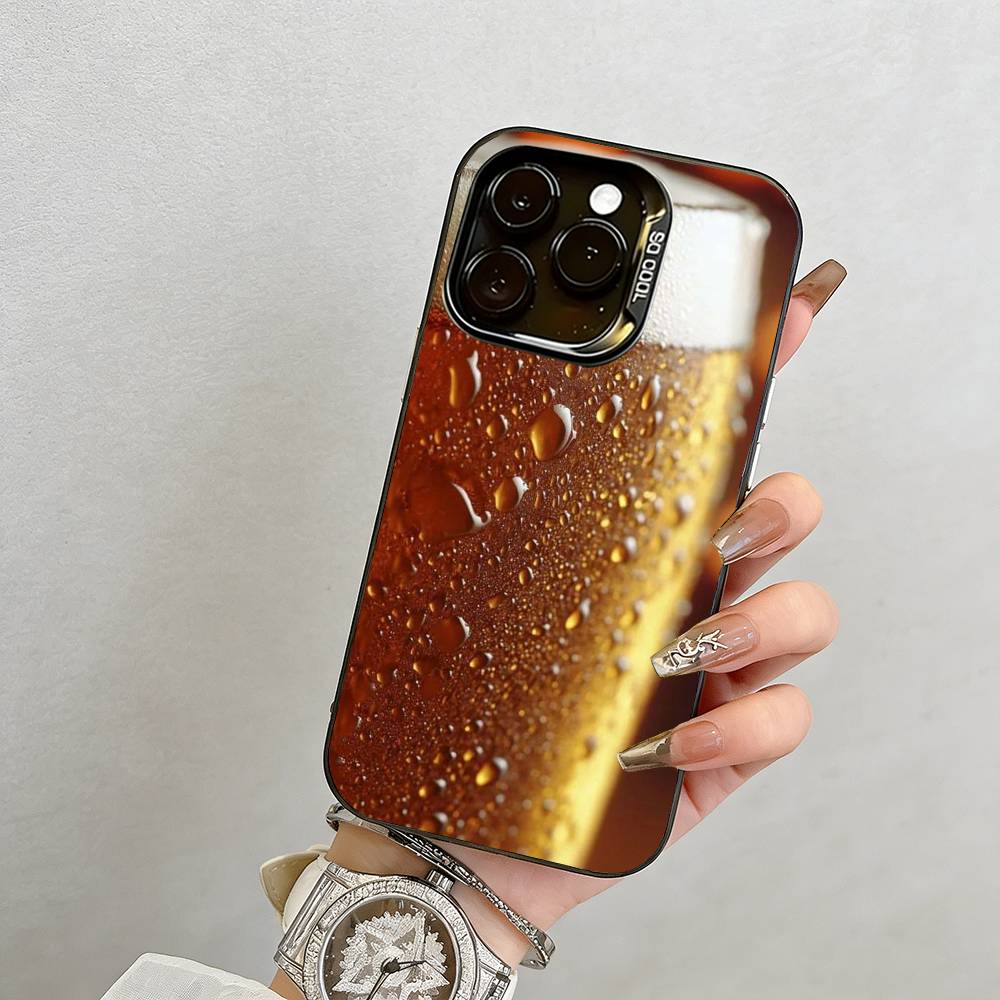 beer Phone Case For iPhone 17,16,15,14,13,12,11 Plus,Pro Max,XS,Colored Silver Plated Inside Cover