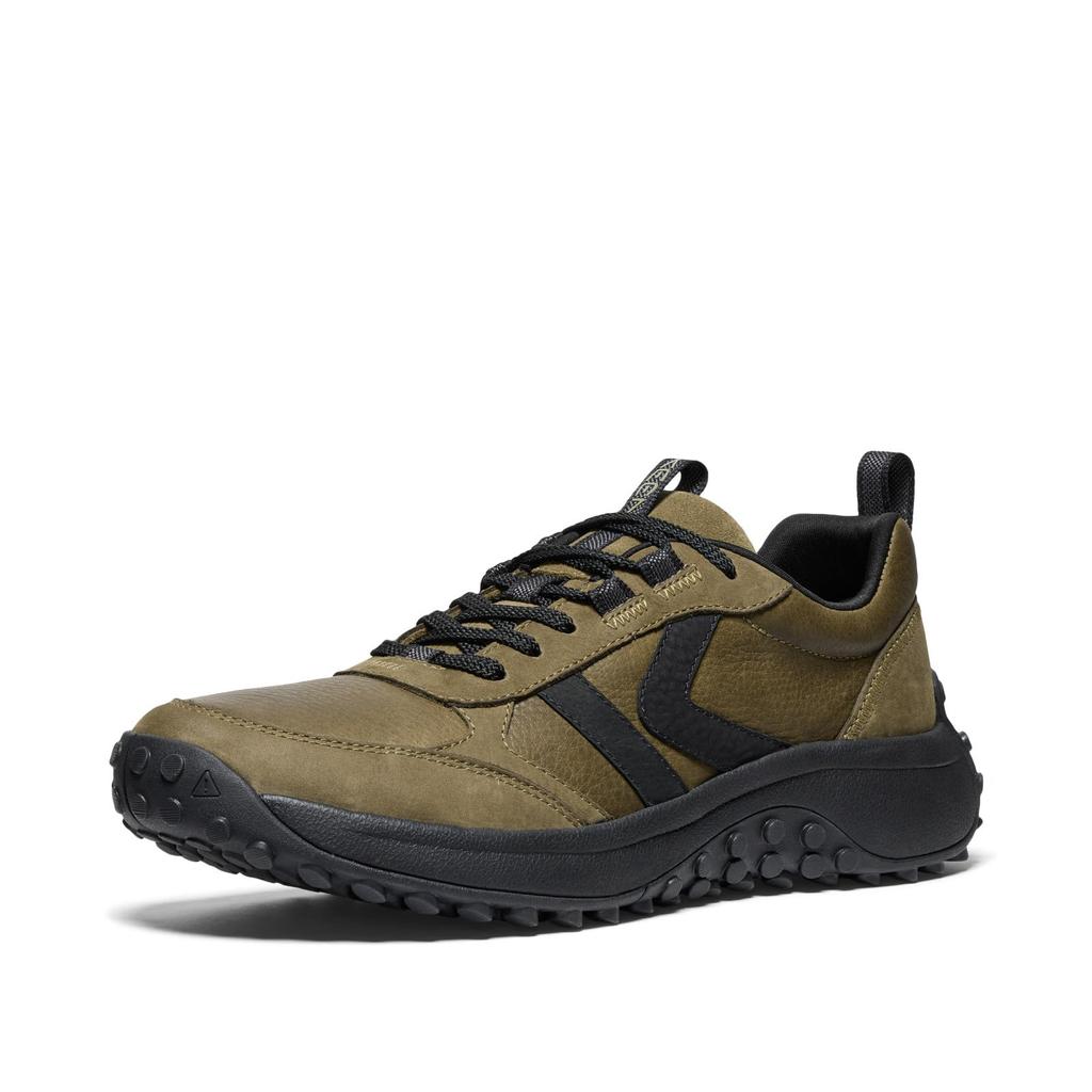 Keen KS86 LEA Leather Dark Size Men's Sneakers, Olive/Black, 27.5cm