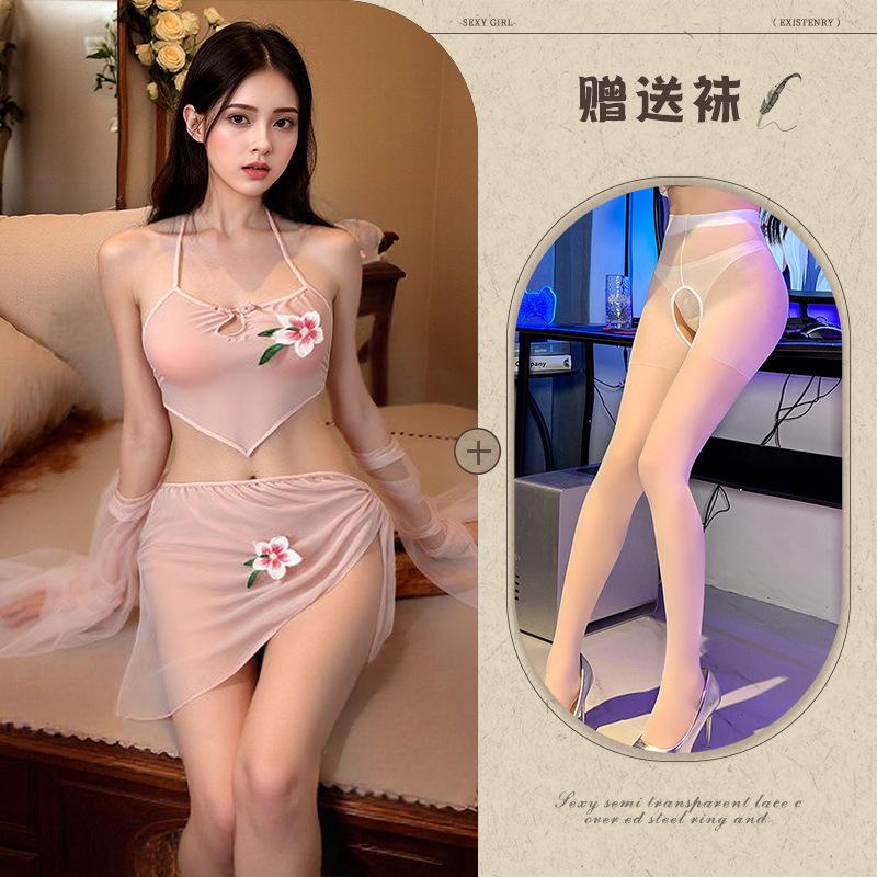 Sexy underwear new Guochao antique sexy perspective belly pocket summer pure passion light yarn Hanfu temptation suit