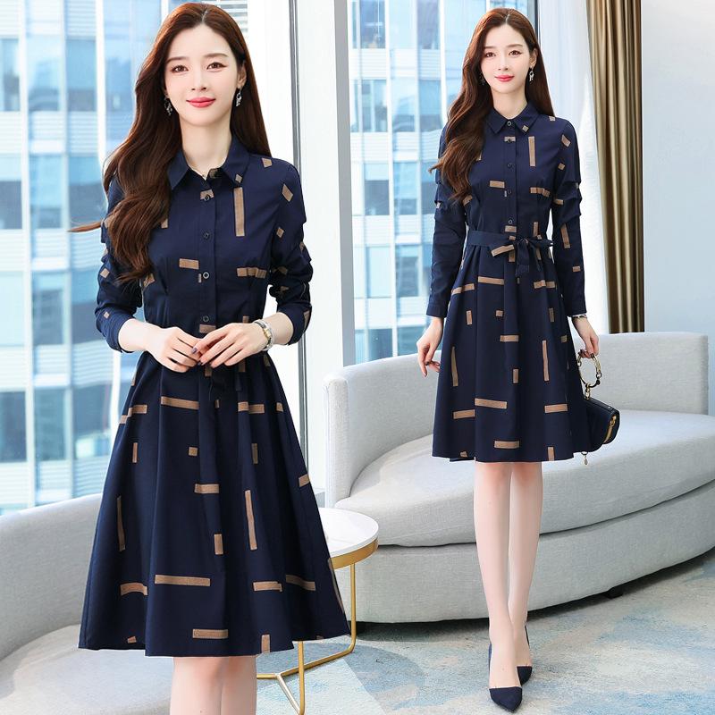 2026 Autumn New Arrival: Stylish Waist-Cinching Slimming Mid-Length Shirt Dress for Women