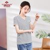 Yuzhaolin Women's Korean Style Striped Loose T-Shirt