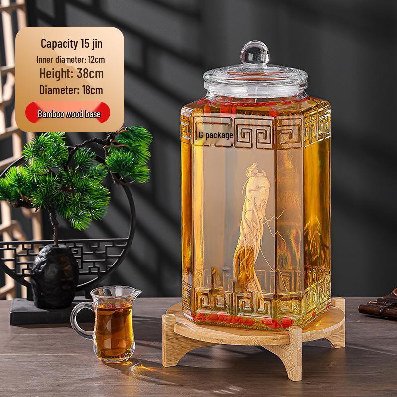 Luxury Sealed Wine & Baijiu Soaking Jar with Faucet for Household Use