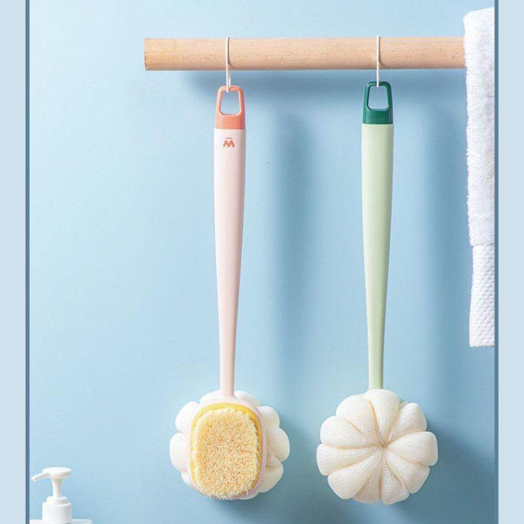 

Волшебный инструмент для растирания спины, мягкая меховая двухсторонняя щетка для ванны с длинной ручкой, ванна для растирания спины 2 в 1, многофункциональная ванна 2PCS