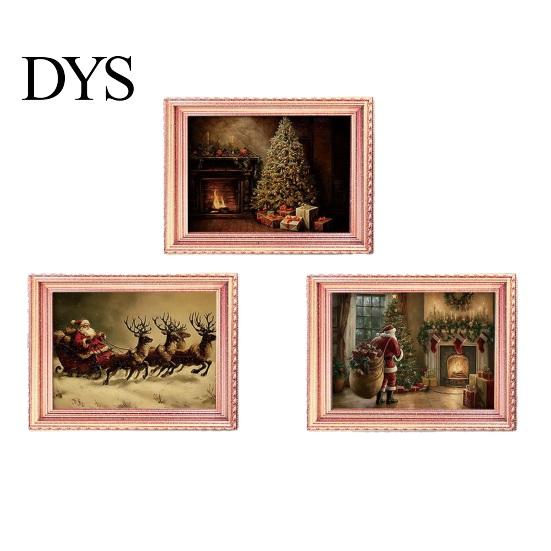 Holiday Decor Magnets 3Pcs LED Glowing Christmas Fridge Magnet, Wooden Frame Refrigerator Magnetic Decoration for Kitchen Cabinets Whiteboards Lockers