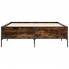 Bed Frame in Smoked Oak 135 x 190 cm Made of Wood Based Panel and Metal