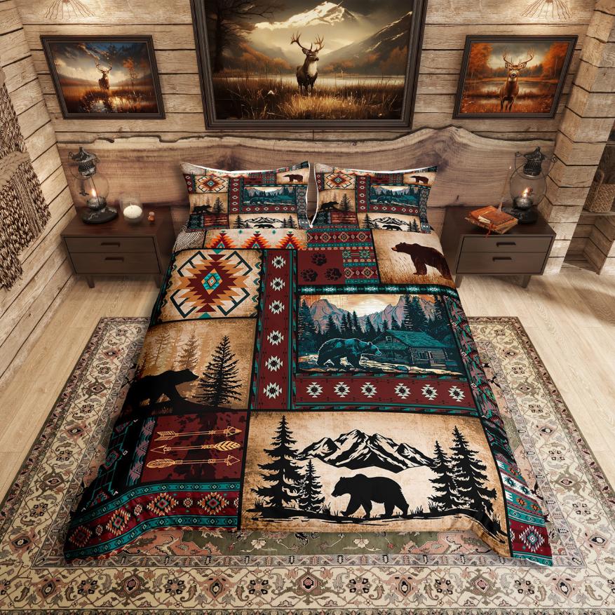 Comforter Homewish Cute Bear Jungle Amimal Bedding Setrustic Farmhouse Cabin Bed Set For Boy Kids