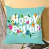 Throw Pillow Case Rabbits Colorful Eggs Carrots Home Decoration Polyester Peach Skin Easter Party Pillow Cover for Indoor