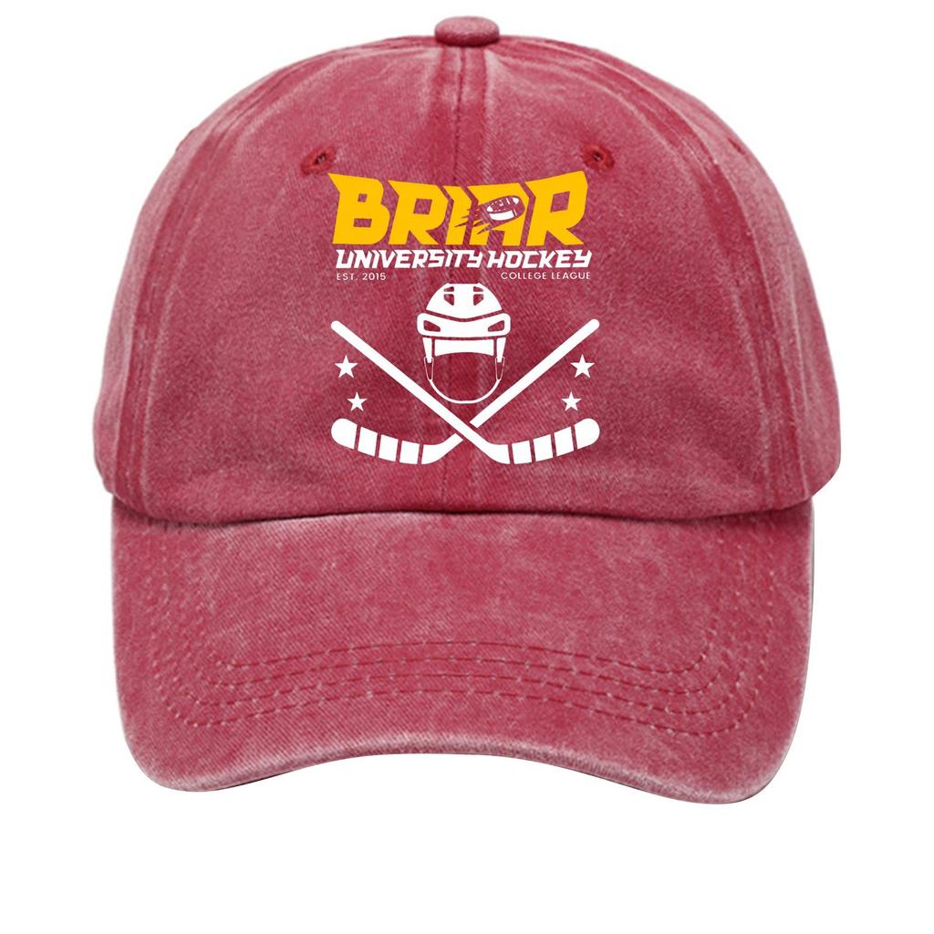 Washed Cotton Baseball Cap Vintage Soft Top Denim Hat Adjustable Strap Printed Design College League Sports Style Unstructured Fit