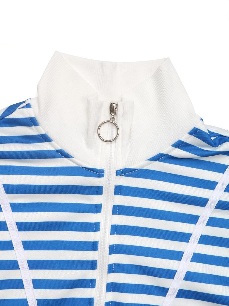Autumn 2025 Women's Striped College-Style Loose Zipper Hoodie
