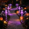 Glowing Skull Figurines for Lawn Solar Skeleton Yard Stake Light, Halloween Garden Decor Outdoor Lights with Cloak, Waterproof Lamp Haunted