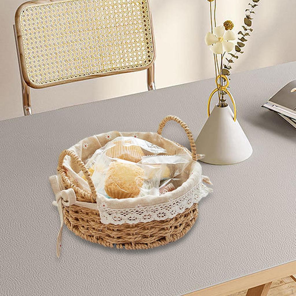 Handmade Storage Basket Cosmetic Box Handwoven Multipurpose Serving Desktop Sundries