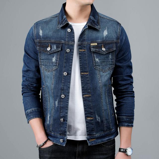Spring Men's Casual Cotton Denim Jacket Classic Style Fashion Slim Washed Retro Blue Jeans Coat Male Brand Clothing