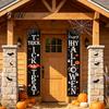 Durable Fabric Banner Halloween Porch Sign Banner, Pumpkin Ghost Party Awning Hanging Wall Polyester Door Cover Decoration, Front Wreath Yard Curtain
