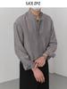 Men's Stand Collar Long Sleeve Linen Shirt - Chinese Style, All-Season Wear