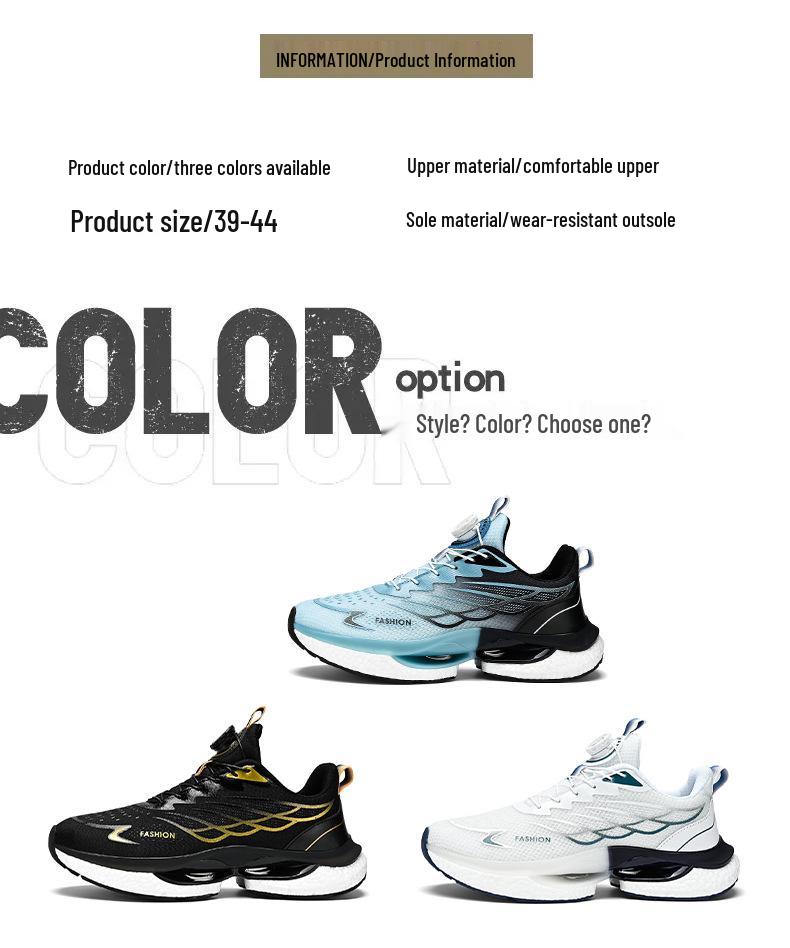 2024 Men's Summer Rotating Button Running Sneakers with Breathable Thick-Soled Popcorn Cushioning
